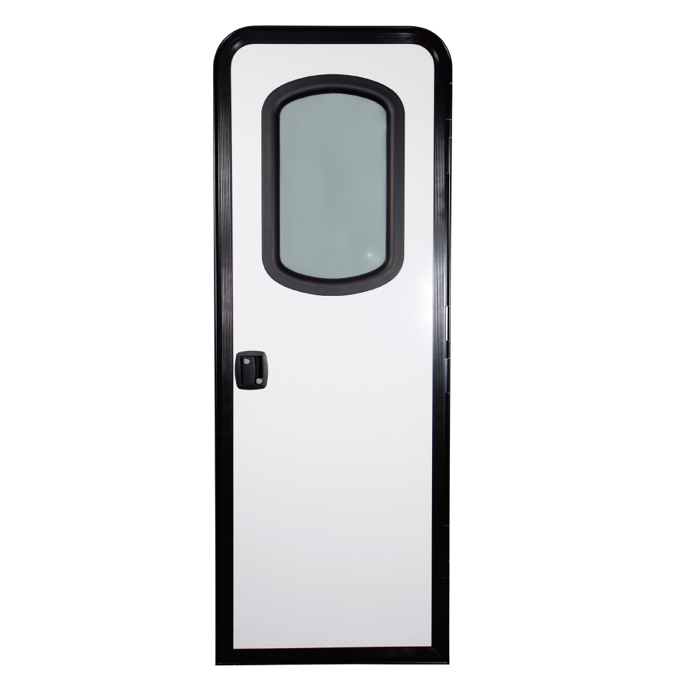 PORTA PARA MOTORHOME E TRAILER COM JANELA DE VIDRO E TELA MOSQUITEIRO